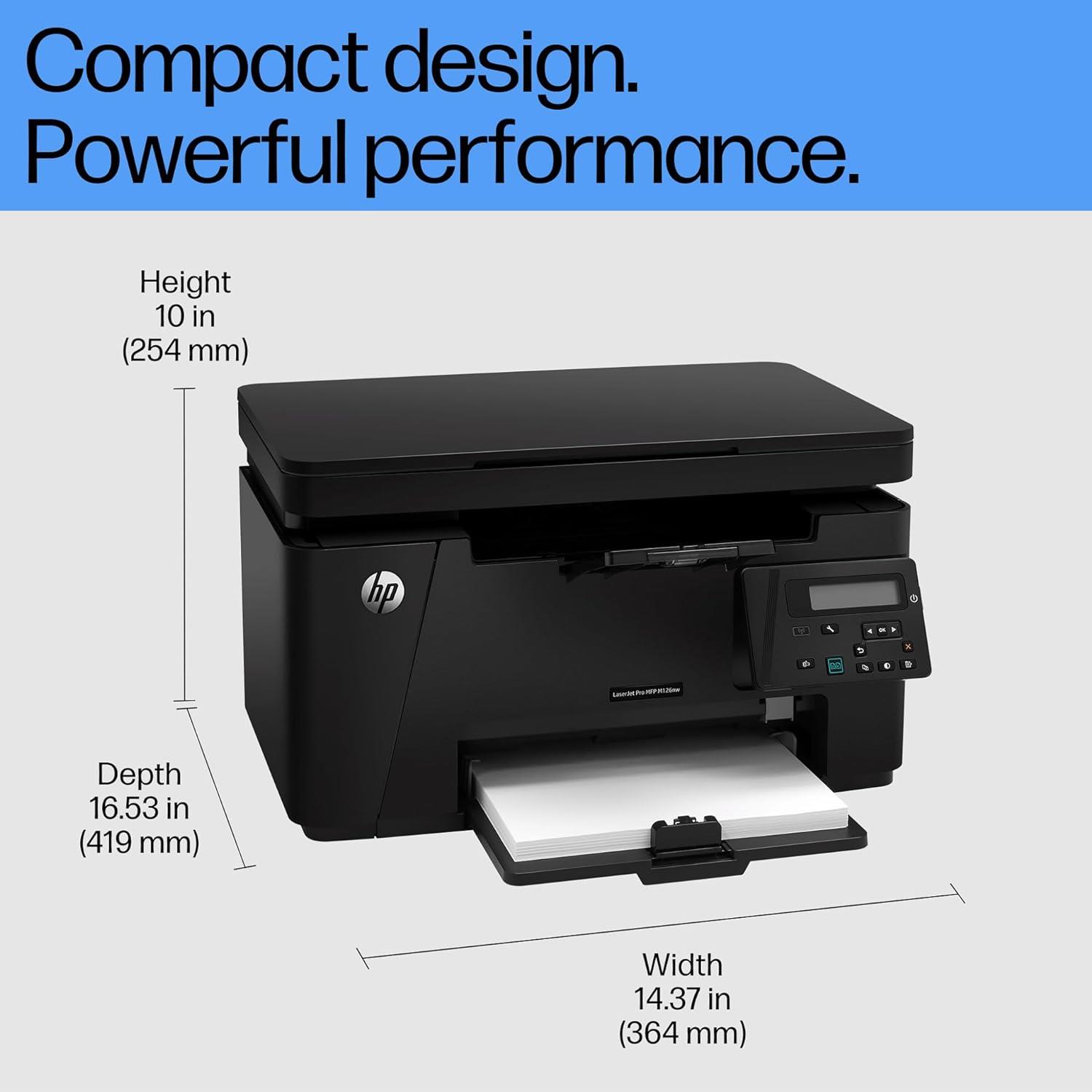 HP Laserjet Pro M126nw All-In-One B&W Printer For Home: Print, Copy, & Scan, Affordable, Compact, Easy Mobile Printing